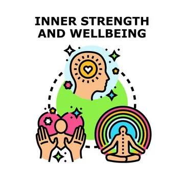 Inner strength wellbeing mind and body concepts Stock Illustration