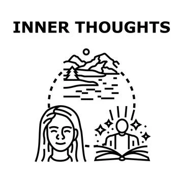Inner thoughts and reflection about dreams and ideas Ilustração Stock