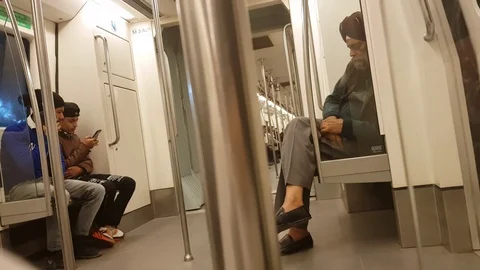 Inner view of Delhi metro Stock-Footage 123680748