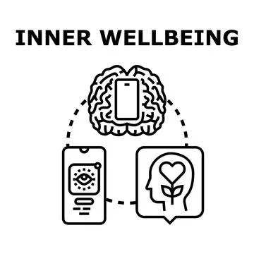 Inner wellbeing concept linking mind and digital support Stock Illustration
