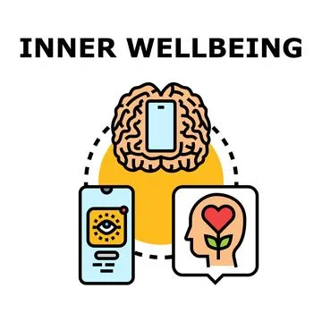 Inner wellbeing concept linking mind and digital support Stock Illustration