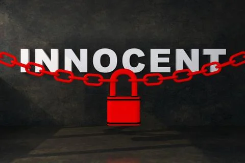 Innocent text locked with chain Stock Illustration