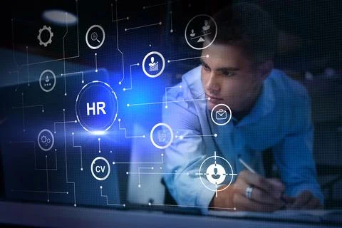 Innovating human resources through technology in a modern workspace 库存照片
