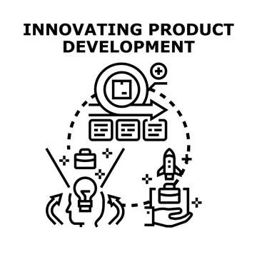 Innovating product development process improving business strategy 스톡 일러스트
