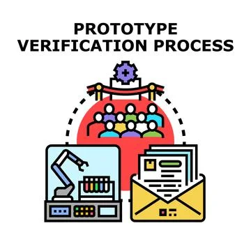 Innovating product prototype verification process concept Stock Illustration