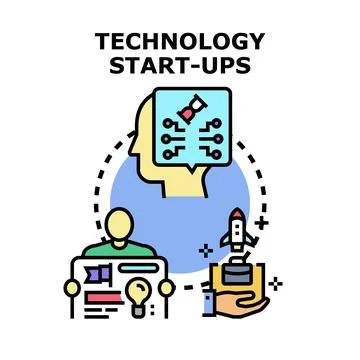 Innovating technology start ups launching new business ideas Stock Illustration