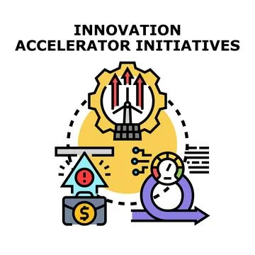 Innovation accelerator initiatives concept creating future business developme Stock Illustration
