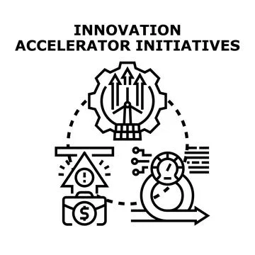 Innovation accelerator initiatives concept creating future business developme Stock Illustration