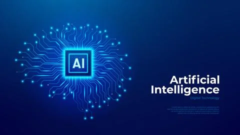 Innovation AI brain with microprocessor Stock Illustration