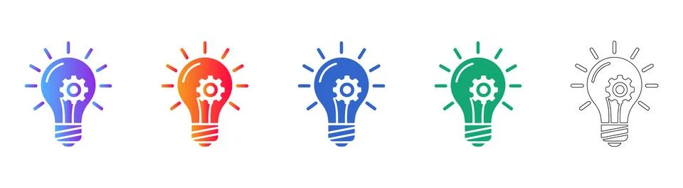 Innovation and Creative Solution Lightbulb Icons 스톡 일러스트