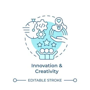 Innovation and creativity soft blue concept icon Illustrazione stock