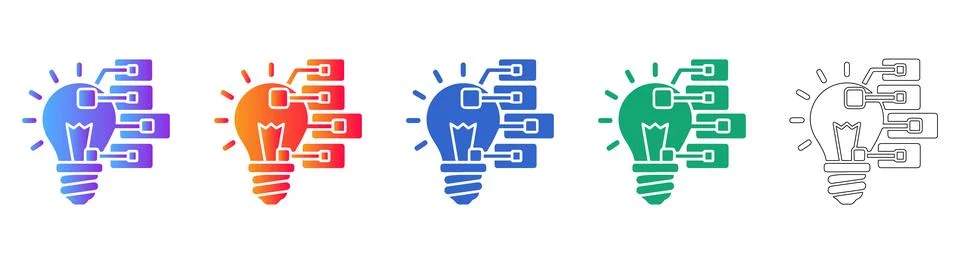 Innovation and Knowledge Management Icon Set 스톡 일러스트