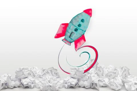 Innovation and problem solving idea of rocket flying from paper Stock Photos