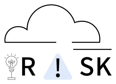 Innovation and Risk in Cloud Computing with Light Bulb and Exclamation Triang Stock Illustration