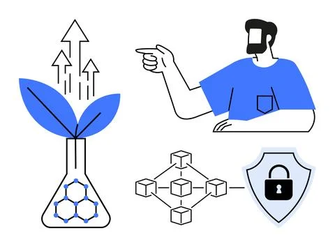 Innovation and Security From Blockchain Networks to Sustainable Growth in T.. Stock Illustration