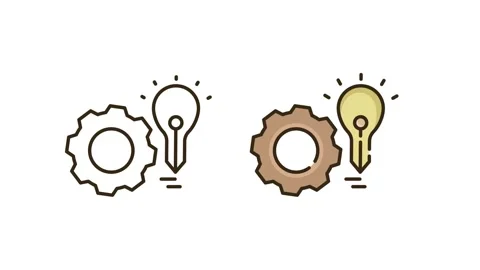 Innovation and Settings Icon Illustration with Gear and Lightbulb Stock Footage 335265397