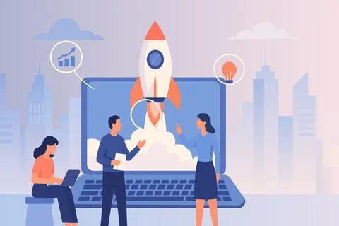 Innovation and Tech Startup Startup Launch and Business Growth Startup Success  Stock Illustration