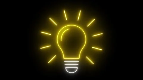 Innovation animated neon light bulb drawing on outline and shining bright i.. Stock Footage 343850387