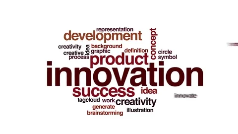 Innovation animated word cloud. Zoom out element. Stock Footage 69190459