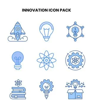 Innovation Blue Vector Icons Pack 스톡 일러스트