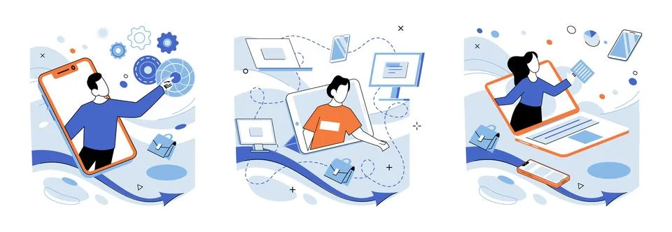 Innovation business. Creative progress, rhythm echoing through corridors success Illustrazione stock