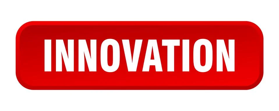 Innovation button. innovation square 3d push button Illustrazione stock