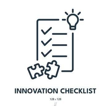 Innovation Checklist Icon. Idea, Creativity, Invention. Editable Stroke. Si.. Stock Illustration