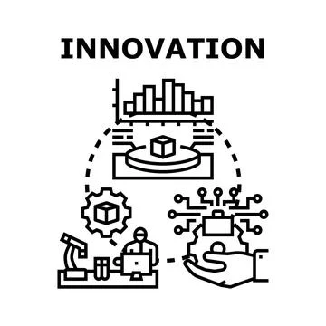 Innovation concept with data analysis and technology development Stock Illustration