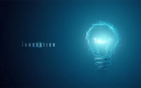Innovation concept. Lightbulb in modern polygonal style with light effect Stock Illustration