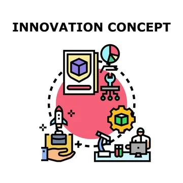 Innovation concept with research, development, and intellectual property Stock Illustration