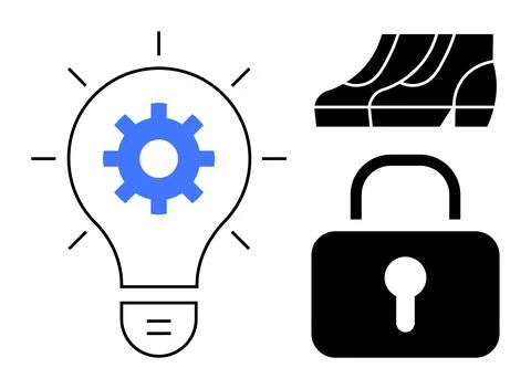 Innovation, cybersecurity, productivity, data safety, business strategy, crea Stock Illustration
