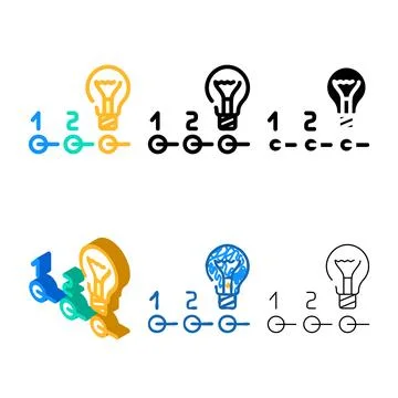 Innovation data science types color icon vector Illustrazione stock