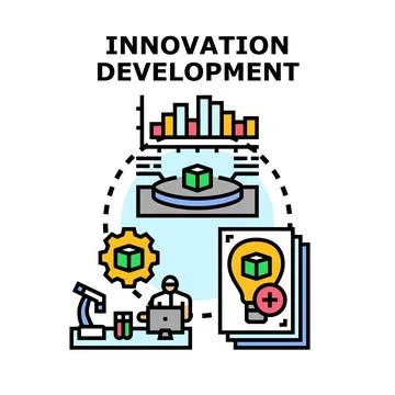 Innovation development creating new ideas and solutions Illustrazione stock