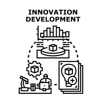Innovation development creating new ideas and solutions Illustrazione stock