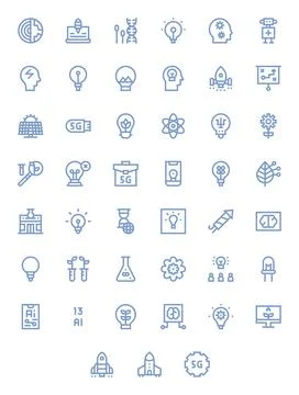 Innovation Digital Vector Pack containing 45 Display Perfect Bold Line Reti.. Stock Illustration