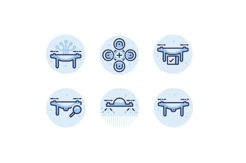 Innovation Drone Icon Set Stock Illustration