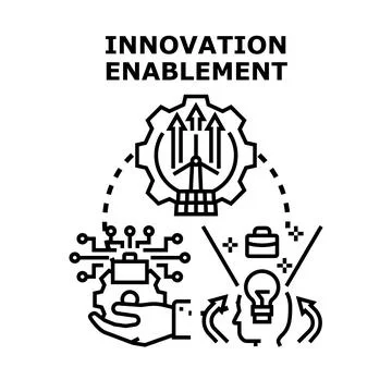 Innovation enablement ecosystem supporting business technology development Illustrazione stock