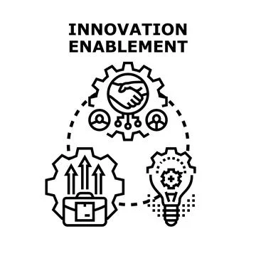 Innovation enablement process driving business growth and collaboration Stock Illustration