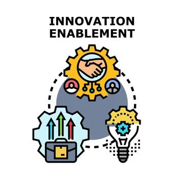 Innovation enablement process driving business growth and collaboration Stock Illustration