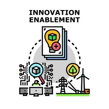 Innovation enablement process driving digital research and sustainable energy Stock Illustration