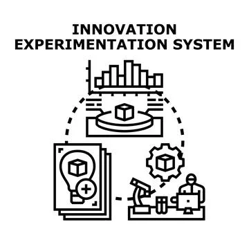 Innovation experimentation system developing new ideas and products Stock Illustration