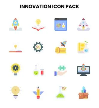Innovation Flat Bundle Icons Pack Illustrazione stock