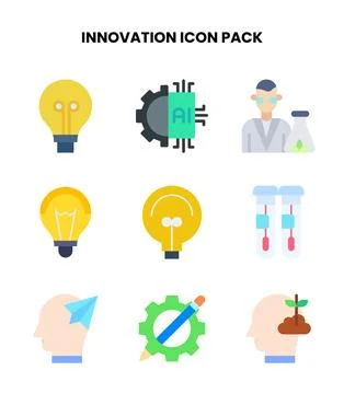 Innovation Flat Bundle Icons Pack Stock Illustration