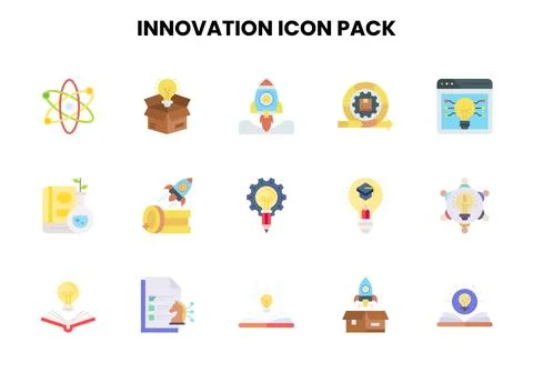 Innovation Flat Collection Icons Pack Stock Illustration