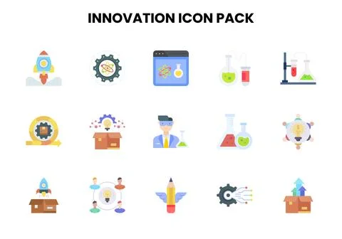 Innovation Flat Design Icons Pack Stock Illustration