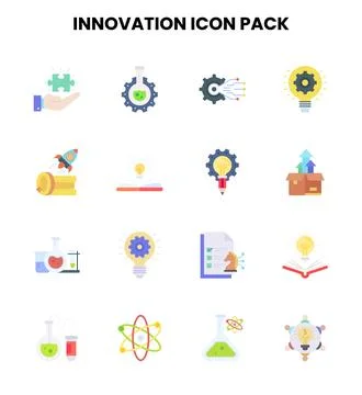 Innovation Flat Graphics Icons Pack 库存插图