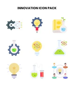 Innovation Flat Scalable Icons Pack Illustrazione stock