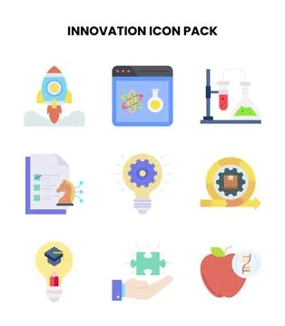 Innovation Flat Vector Icons Pack Stock Illustration