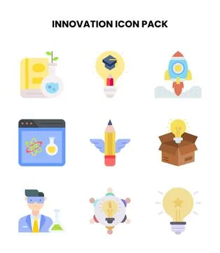Innovation Flat Vector Icons Pack Stock Illustration