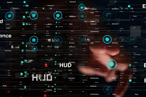 A Innovation futuristic digital data binary code background technology 写真素材